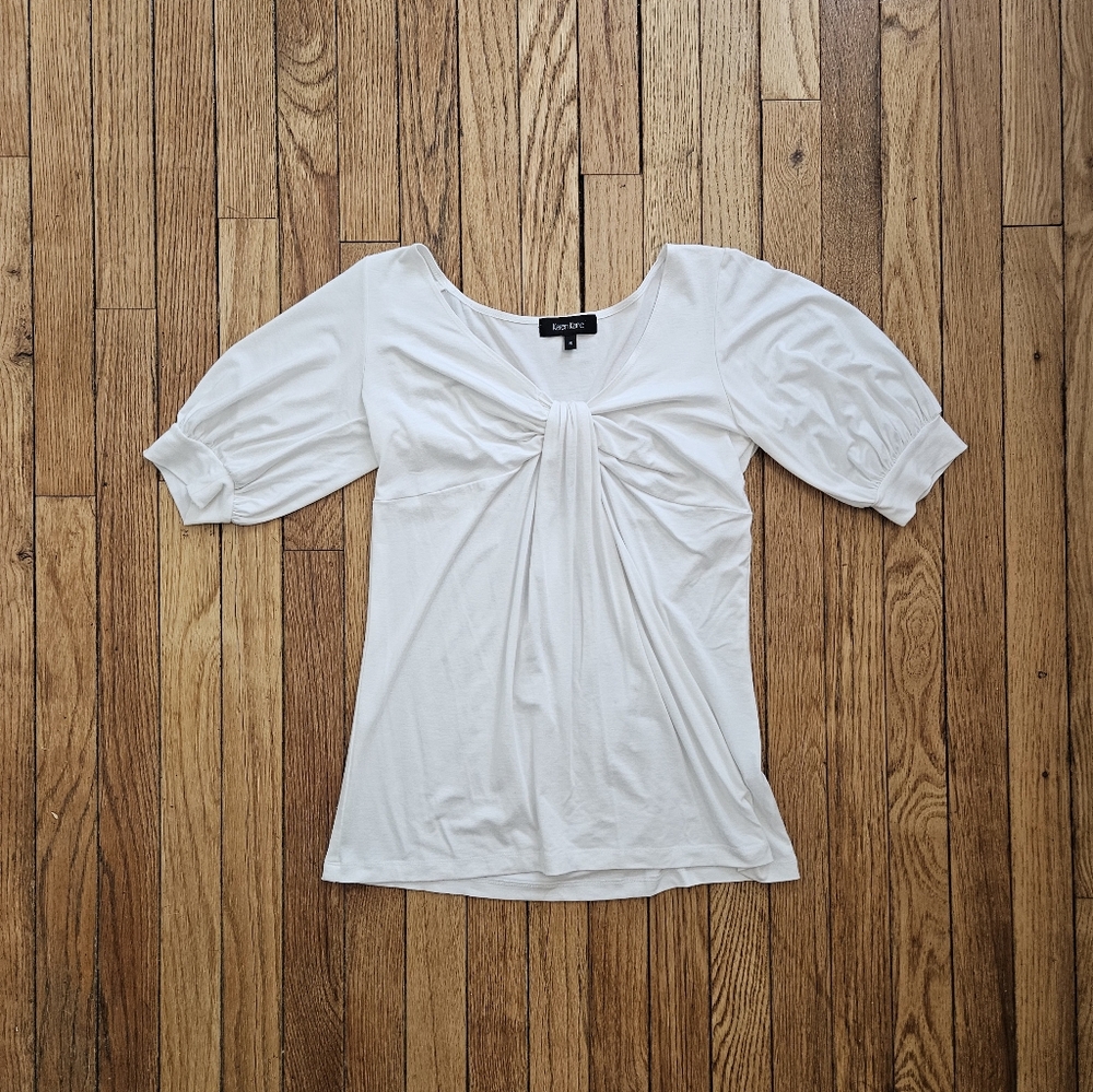 NWT Karen Kane V Neck White Long Sleeve Twist Top
